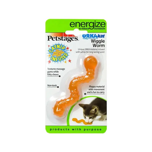 Petstages Orkakat Wiggle Worm Dental Catnip Cat Toy